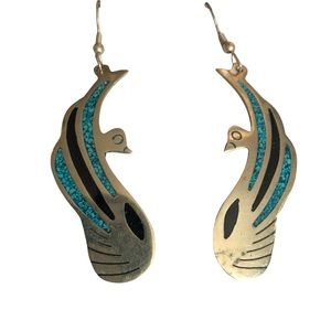 Vintage boho sterling silver swan earrings